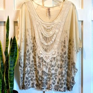 ✨EUC✨Free People Sheer Crochet detailed Blouse